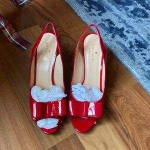 Kate Spade red patent leather sling back heels, brand new, never worn.